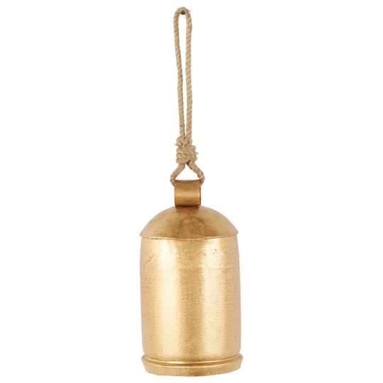 Gold Metal Decorative Bell with Jute Hanging Rope